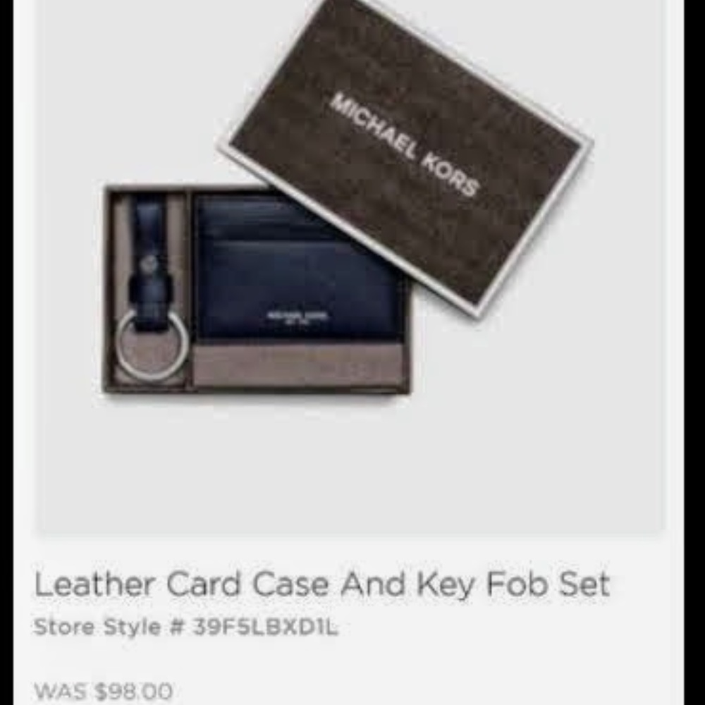 Michael Kors Leather Card Case and Key Fob Set